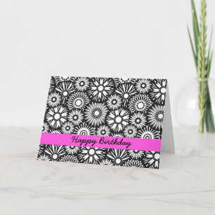Black and white floral Birthday Card