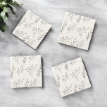 Black and White Floral Boho Wedding Stone Coaster<br><div class="desc">Black and White Floral Boho Wedding Stone Coaster</div>