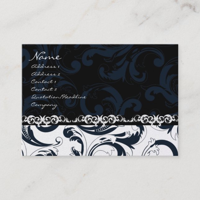 Black and White Floral - Business Card (Front)