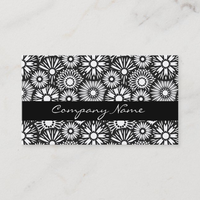 Black and white floral Business Card (Front)