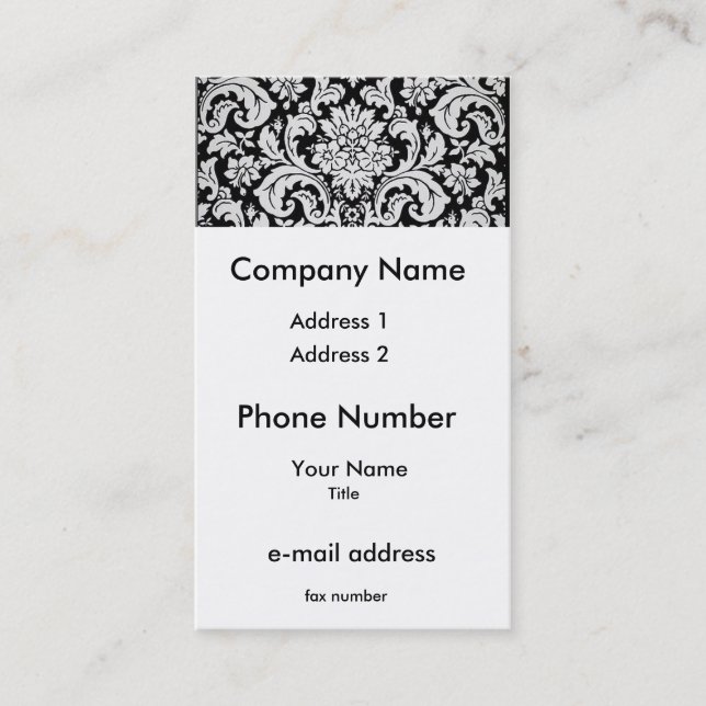 Black and White Floral Business Card (Front)