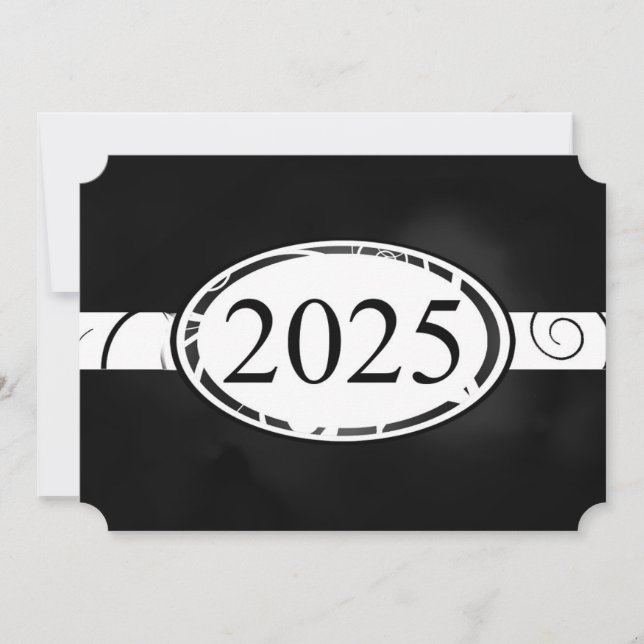 Black and White Floral Button 2025 Card (Front)