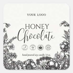Black and white floral candle or soap label