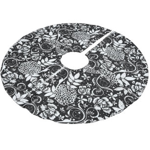 Black and White Floral Christmas Tree Skirt