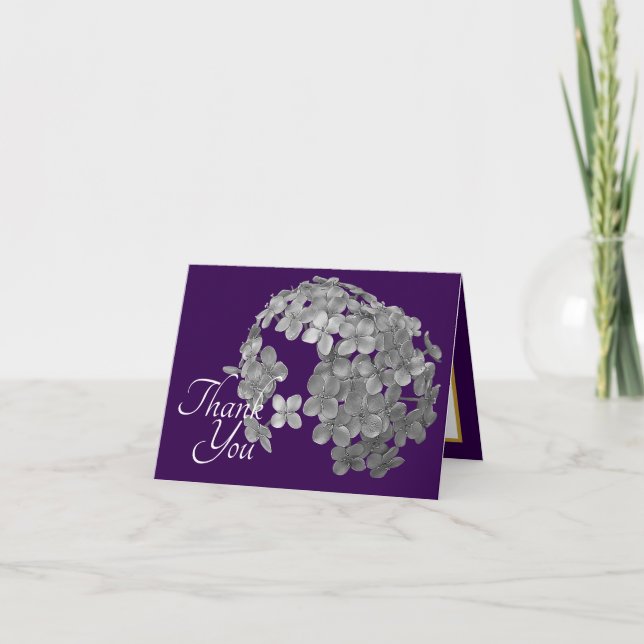 Black and White Floral Cluster Bouquet Thank You Card (Front)