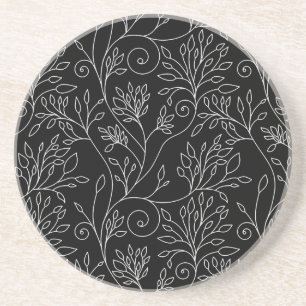 Black and white floral Coaster