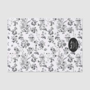 Black and White Floral Custom Busines Tissue Paper