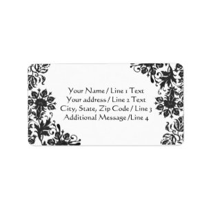 Black and White Floral Damask Custom Address Label