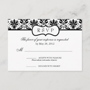 Black and White Floral Damask Response Card