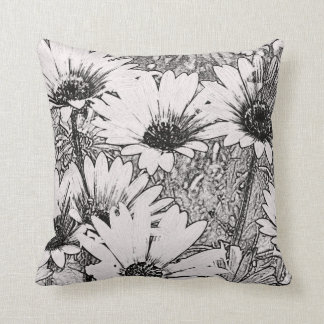 Black and White Floral Design Throw Pillow