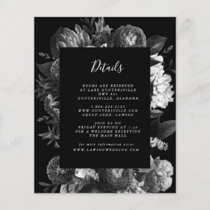 Black and White Floral Details Card Budget