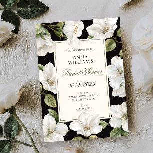 Black and white Floral elegant bridal shower Invitation