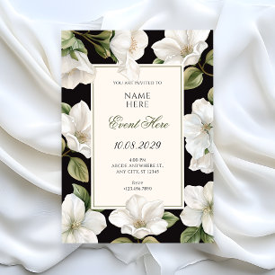 Black and white Floral elegant  Invitation