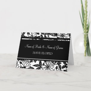 Black and White Floral Elopement Announcement Card