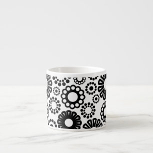 Black and white floral Espresso Mug