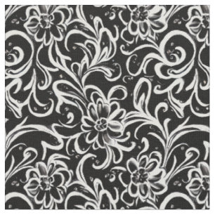 Black and White Floral Fabric
