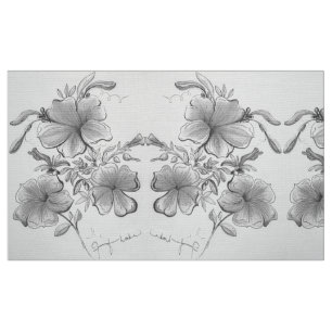 Black and White Floral  Fabric