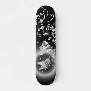 Black And White Floral Fantasy Butterfly Skateboard