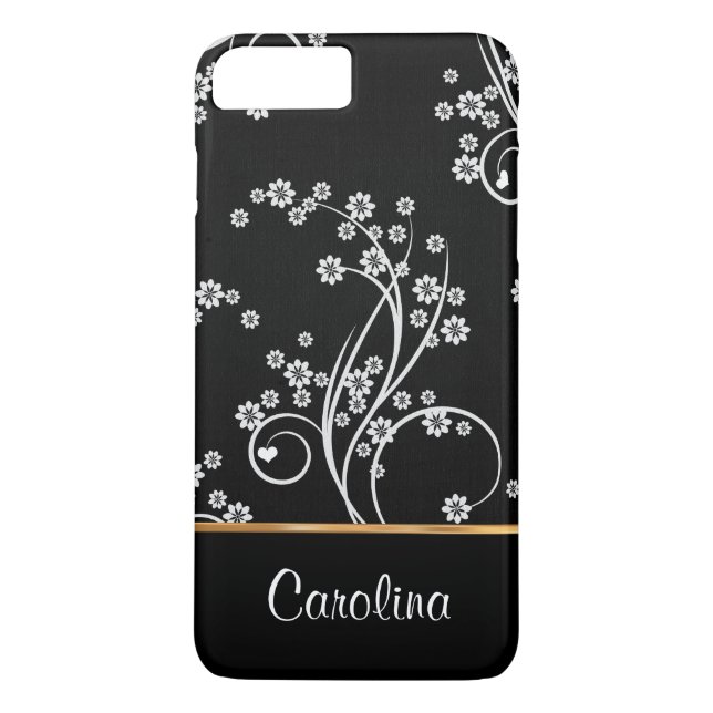 Black and white floral, faux gold foil Case-Mate iPhone case (Back)
