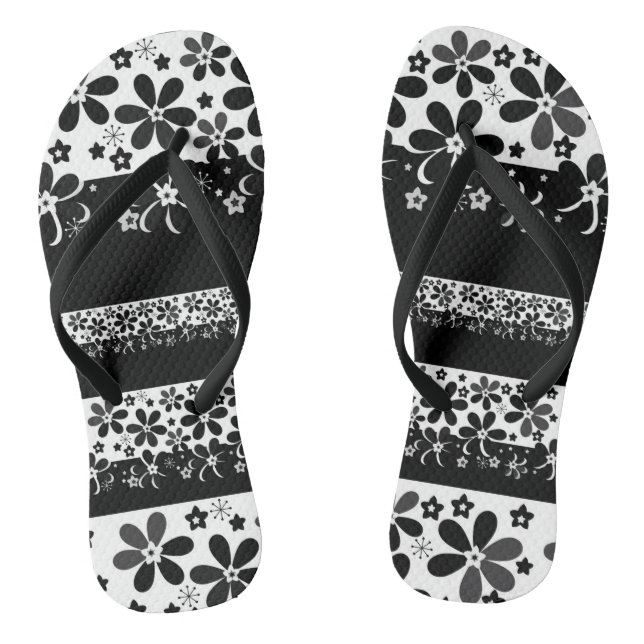 Black and white floral flip flops (Footbed)