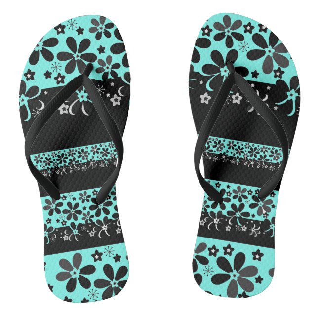 Black and white floral flip flops (Footbed)