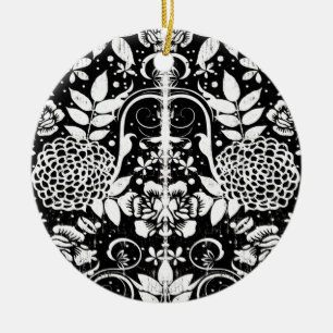 Black and White Floral Flower Photo Ornament