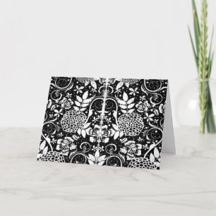 Black and White Floral Flowers Greeting Card