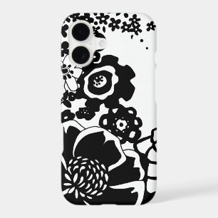 Black and White Floral Garden Graphic Pattern