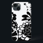 Black and White Floral Garden Graphic Pattern iPhone 13 Case<br><div class="desc">A graphic pattern that showcases a black and white floral garden scene,  created by Chariklia Zarris. Even with only two colors the painting is almost overwhelming in its beauty. Give yourself the gift of an exquisite floral display by purchasing this print today!</div>