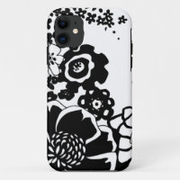 Black and White Floral Garden Graphic Pattern