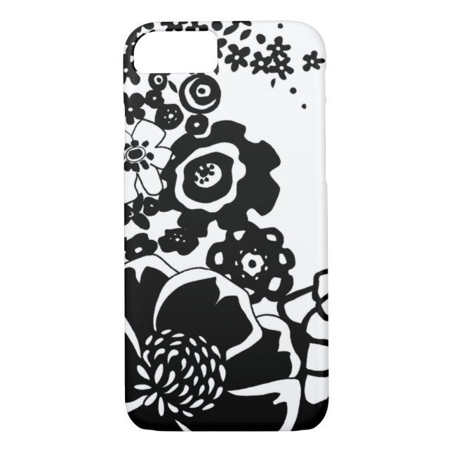 Black and White Floral Garden Graphic Pattern Case-Mate iPhone Case (Back)