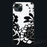 Black and White Floral Garden Graphic Pattern iPhone 13 Case<br><div class="desc">A graphic pattern that showcases a black and white floral garden scene, created by Chariklia Zarris. Even with only two colors the painting is almost overwhelming in its beauty. Give yourself the gift of an exquisite floral display by purchasing this print today!</div>