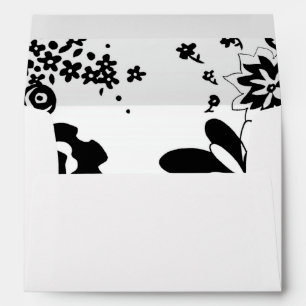 Black and White Floral Garden Graphic Pattern Envelope