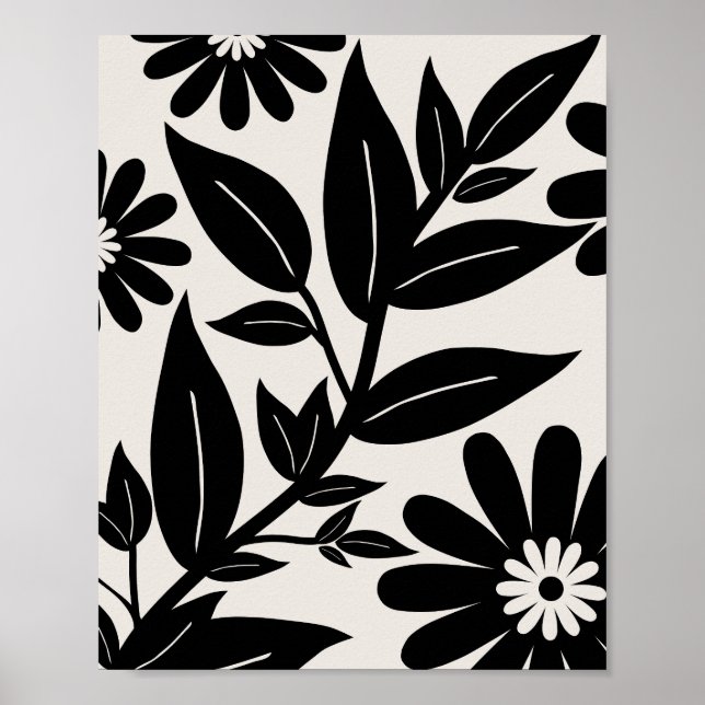 Black And White Floral Garden Poster (Front)