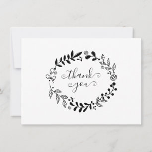 Black and White Floral Garland Thank You