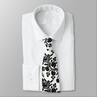 Black and white floral gift tie