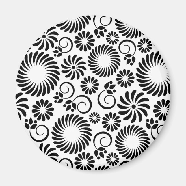 Black and white floral iPhone magnet (Front)