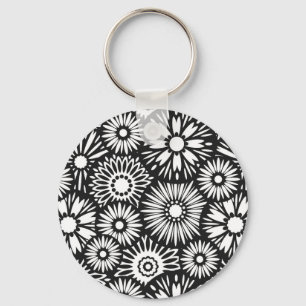 Black and white floral Keychain