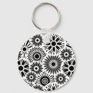 Black and white floral Keychain