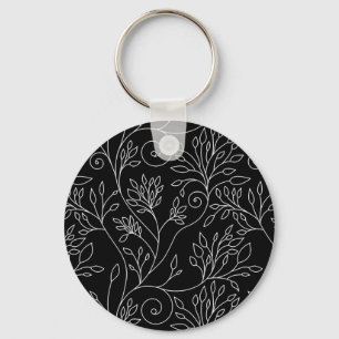 Black and white floral Keychain