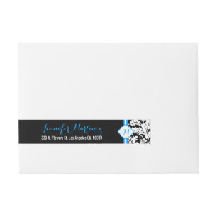 Black And White Floral Lace Design Wraparound Address Label