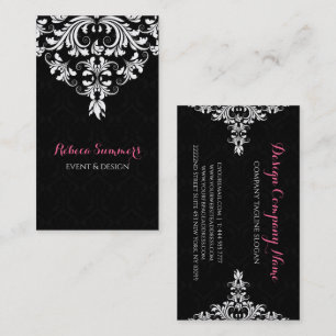 Black And White Floral Lace Wedding Design Busines Business Card