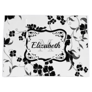 Black and White Floral Large Gift Bag