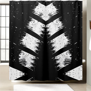 Black and White Floral Leaf Shower Curtain