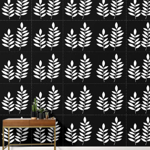 Black and White Floral Leaf Watercolor Botanical Wallpaper
