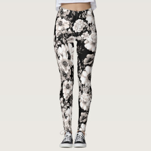 Black and white floral Leggings