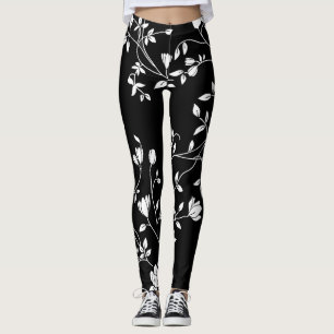 Black and White Floral Leggings