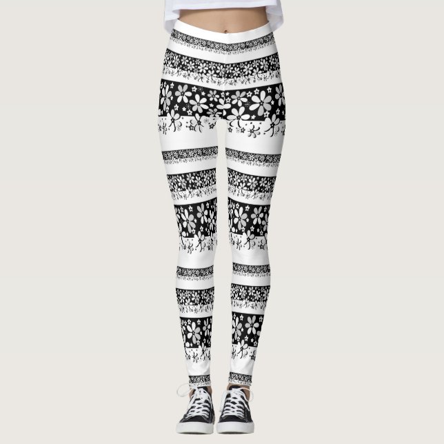Black and white floral leggings (Front)