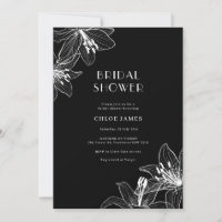 Black and White Floral Lilies Bridal Shower