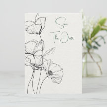 Black and White Floral Line Art on Ivory